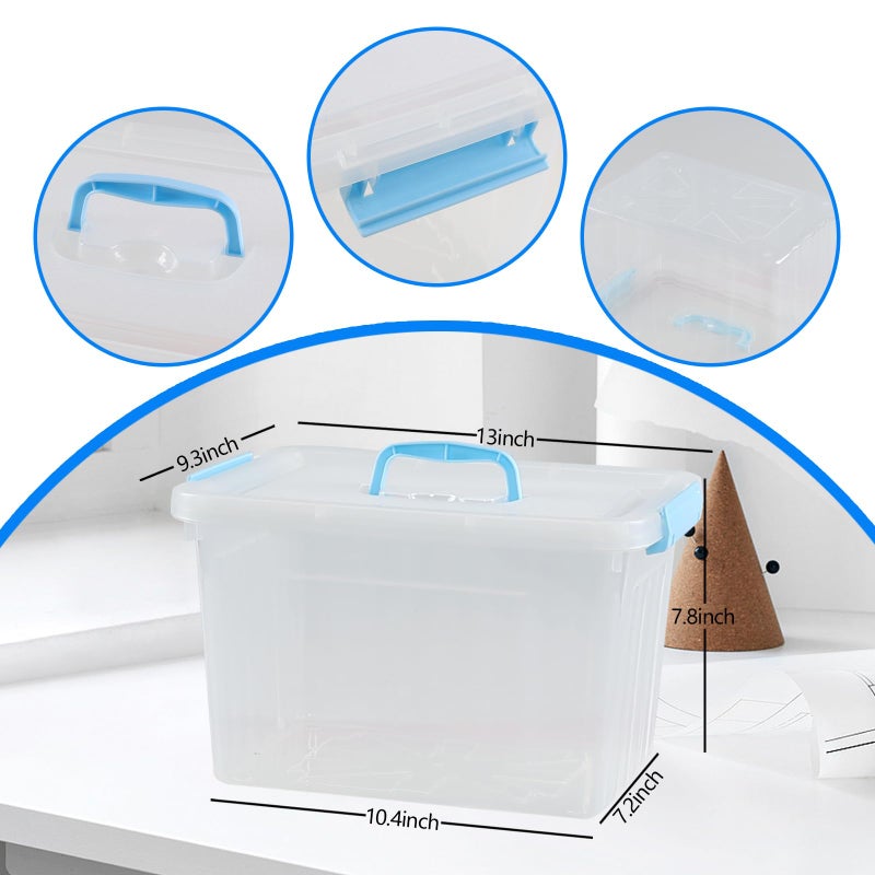 Utiao 12 Quart Plastic Bin with Handles, Clear Latching Storage Box, 1 Pack - Image 2